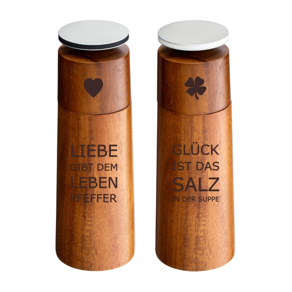 Set Salz- und Pfeffermühle Glück Liebe