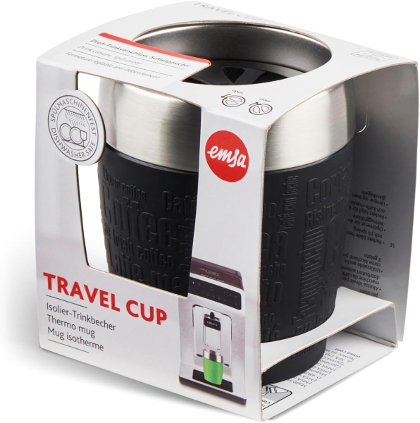 EMSA Thermobecher TRAVEL CUP Schwarz 200 ml mit Wunschgravur