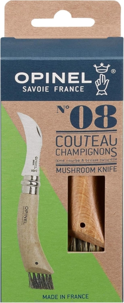 Opinel Pilzmesser No. 08 mit Bürste – Klappmesser für Pilzsammler