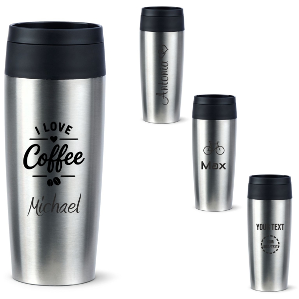 EMSA Thermobecher TRAVEL MUG Classic Edelstahl 360 ml mit Wunschgravur