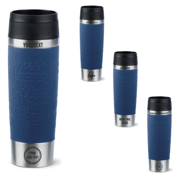EMSA Thermobecher TRAVEL MUG Classic Dunkelblau 500 ml mit Wunschgravur