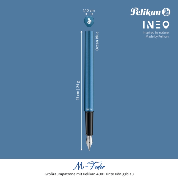 Pelikan Füllhalter Ineo® Elements P6 Petrol-Blau mit Gravur