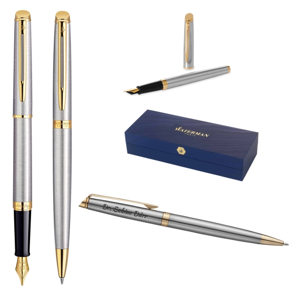 Waterman® Set aus Kugelschreiber und Füllfederhalter Stainless Steel G.T.