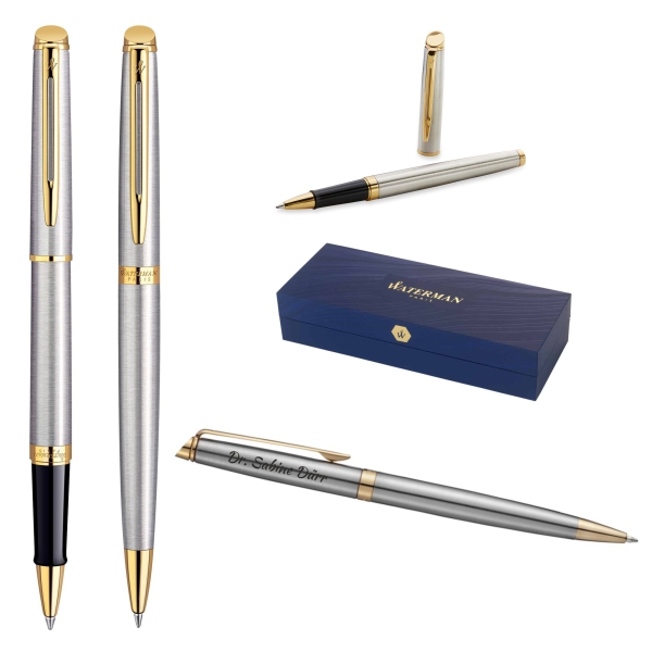 Waterman® Set aus Kugelschreiber und Rollerball Stainless Steel G.T.