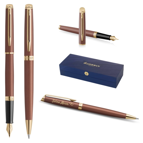 Waterman® Set aus Kugelschreiber und Füllfederhalter Copper Red G.T.