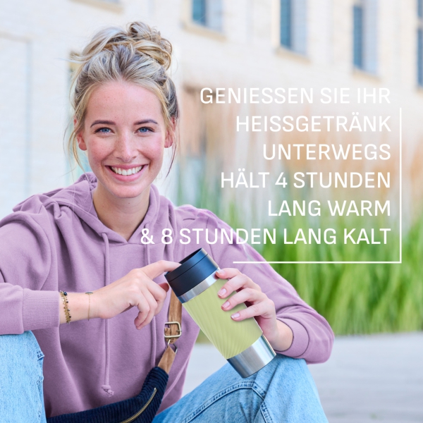 EMSA Thermobecher TRAVEL MUG Classic Twist Grün 360 ml mit Wunschgravur