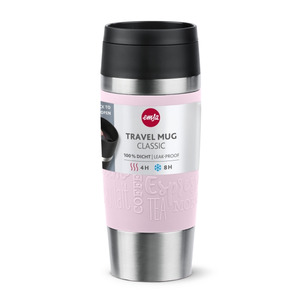 EMSA Thermobecher TRAVEL MUG Classic Pastellrosa 360 ml mit Wunschgravur