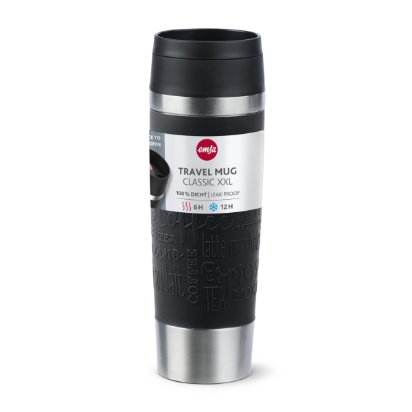 EMSA Thermobecher TRAVEL MUG Classic Schwarz 500 ml mit Wunschgravur