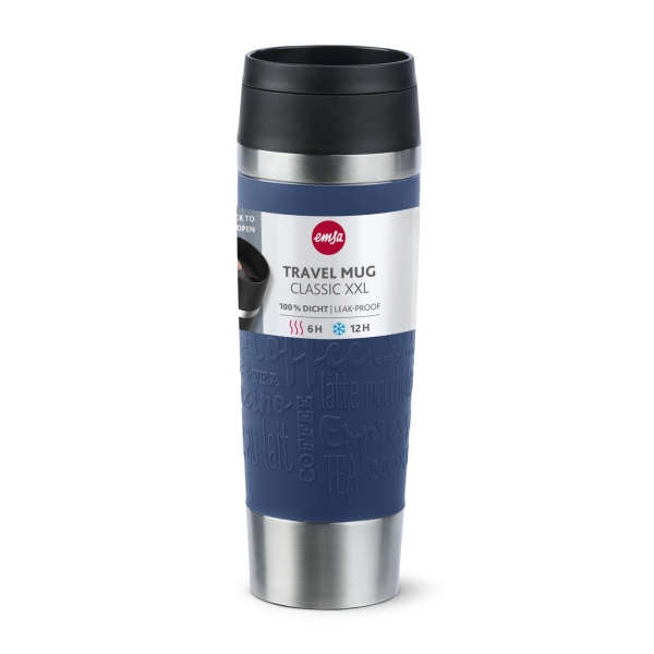 EMSA Thermobecher TRAVEL MUG Classic Dunkelblau 500 ml mit Wunschgravur