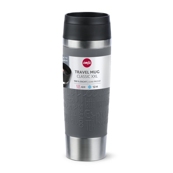 EMSA Thermobecher TRAVEL MUG Classic Pfeffergrau 500 ml mit Wunschgravur