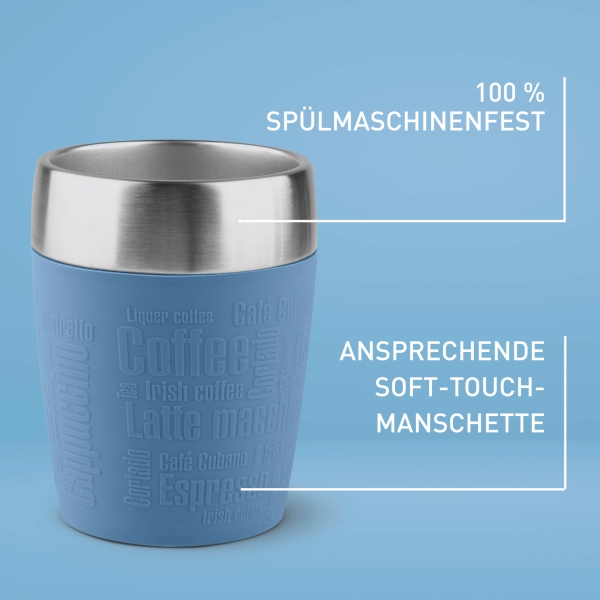 EMSA Thermobecher TRAVEL CUP Aquablau 200 ml mit Wunschgravur