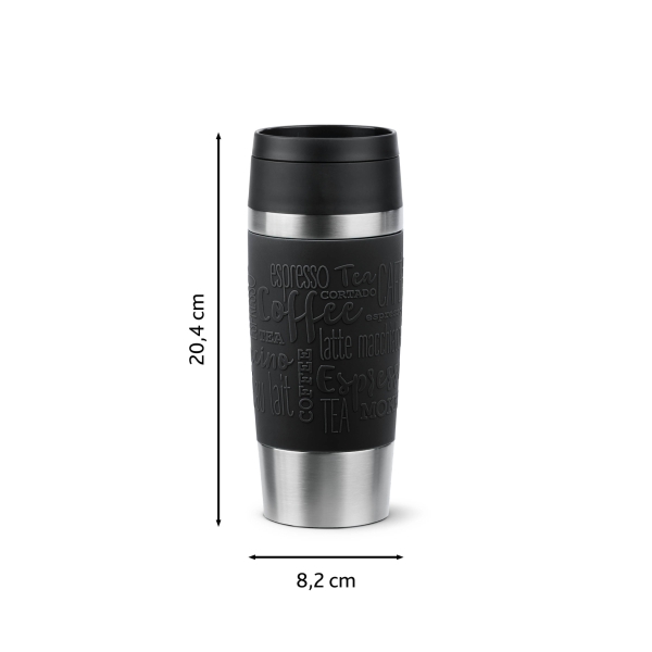 EMSA Thermobecher TRAVEL MUG Classic Schwarz 360 ml mit Wunschgravur