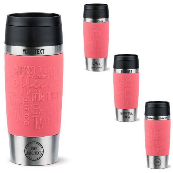 EMSA Thermobecher TRAVEL MUG Classic Koralle 360 ml mit Wunschgravur