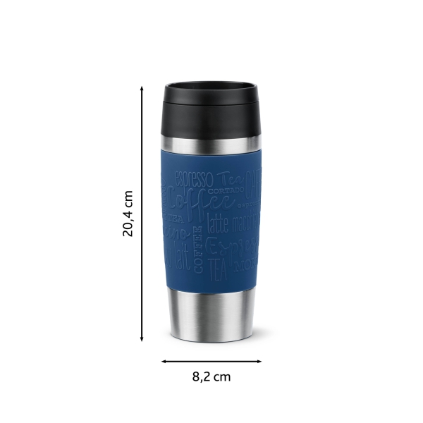 EMSA Thermobecher TRAVEL MUG Classic Dunkelblau 360 ml mit Wunschgravur