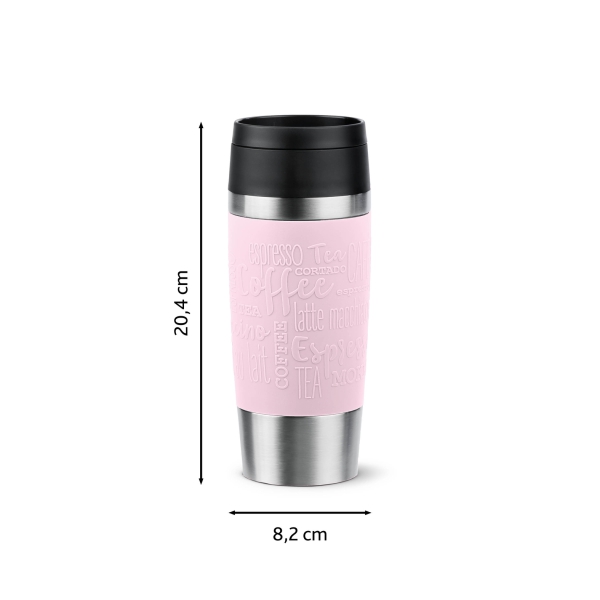 EMSA Thermobecher TRAVEL MUG Classic Pastellrosa 360 ml mit Wunschgravur