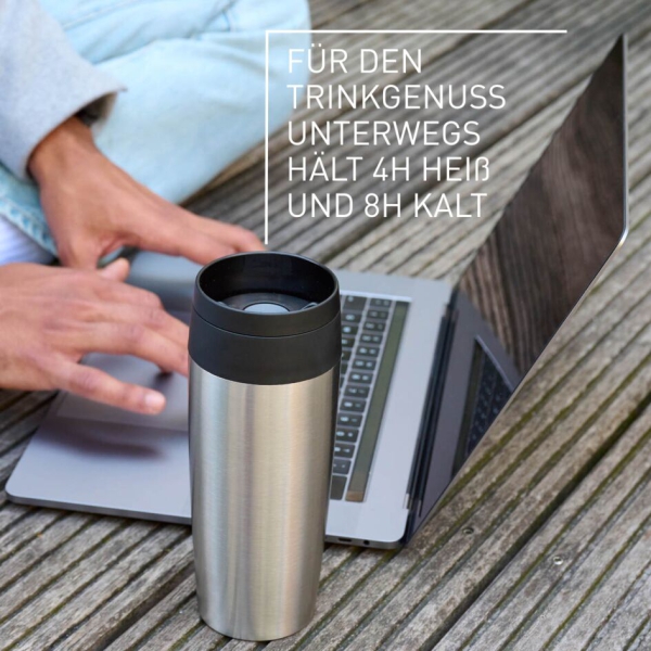 EMSA Thermobecher TRAVEL MUG Classic Edelstahl 360 ml mit Wunschgravur