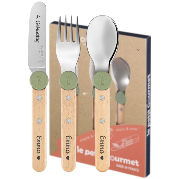 Le Petit Gourmet Kinderbesteck Olivgrün – Kinderbesteck-Set