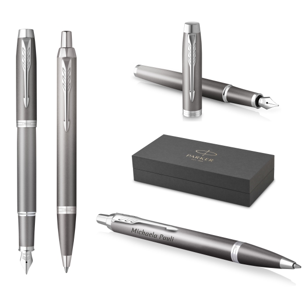 PARKER® IM Rituals Grey Chrome Füllfederhalter und Kugelschreiber