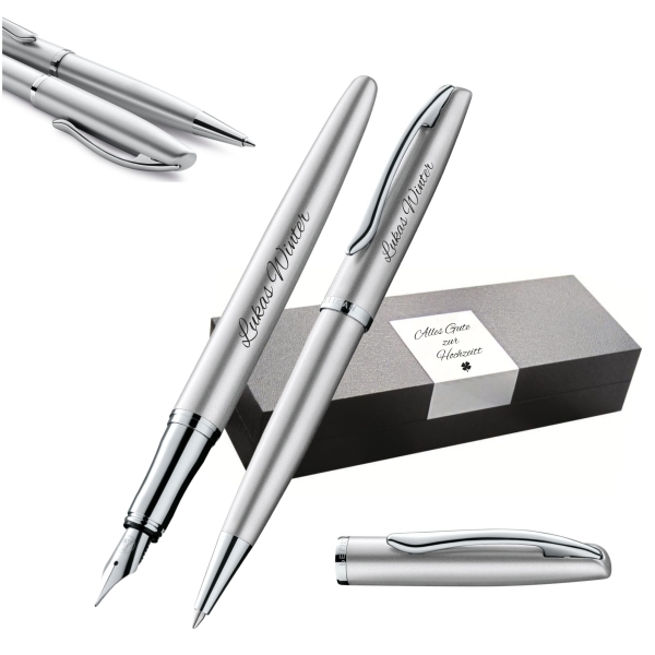 Pelikan Schreibset Jazz® Noble Elegance K/P36 Silber mit Gravur