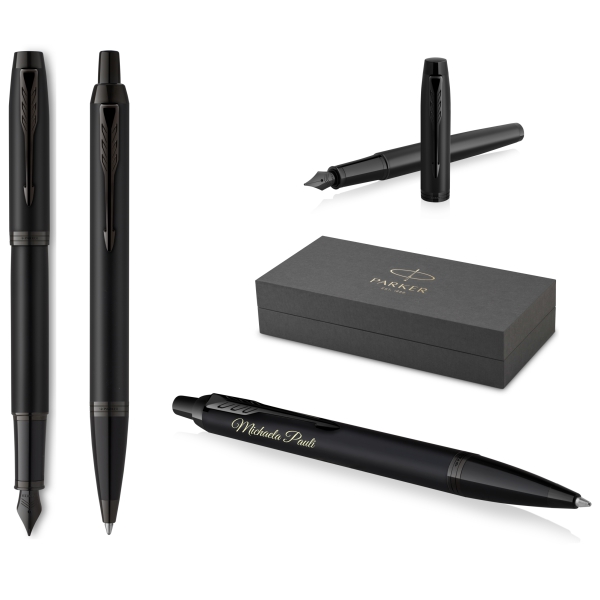 PARKER® IM Achromatic Füllfederhalter + Kugelschreiber matt-schwarz