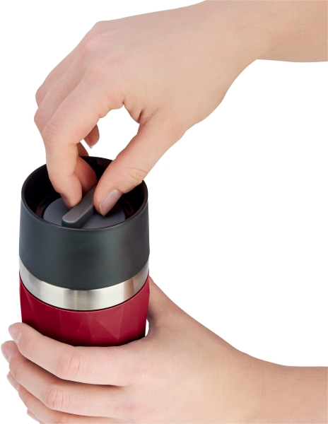 EMSA Thermobecher TRAVEL MUG Compact Rot 300 ml mit Wunschgravur