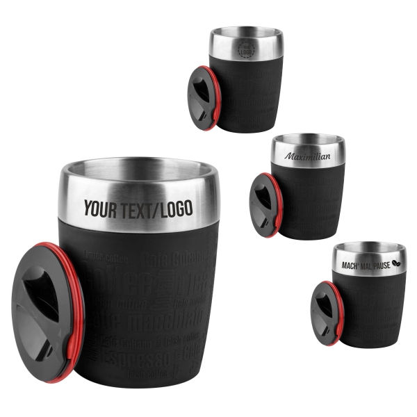 EMSA Thermobecher TRAVEL CUP Schwarz 200 ml mit Wunschgravur