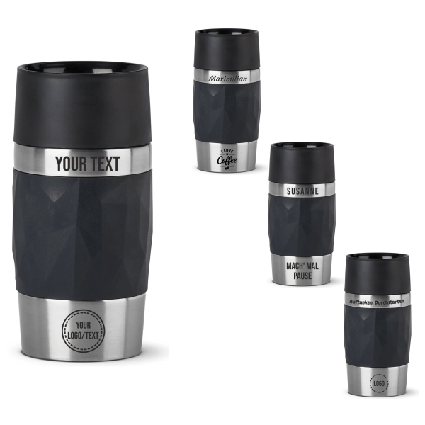 EMSA Thermobecher TRAVEL MUG Compact Schwarz 300 ml mit Wunschgravur