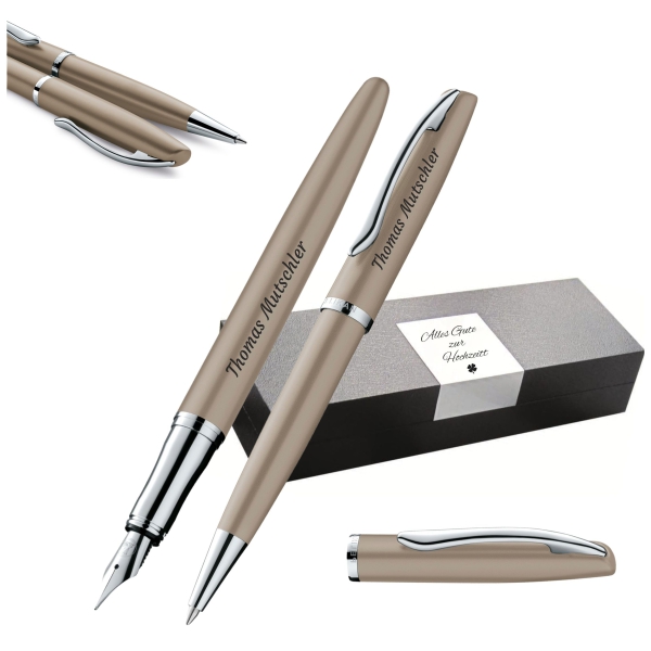 Pelikan Schreibset Jazz® Noble Elegance K/P36 Taupe mit Gravur