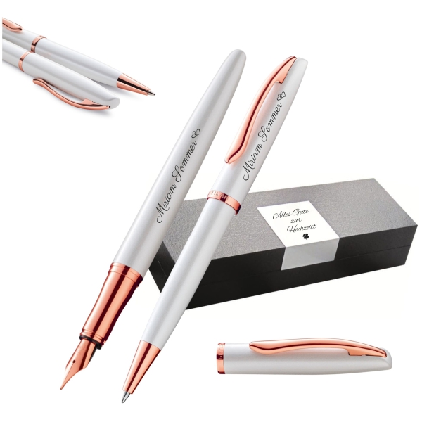 Pelikan Schreibset Jazz® Noble Elegance K/P36 Perlmutt Weiß mit Gravur